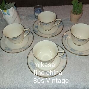 Mikasa 1980s Discontinued Fine China Teacup and Saucer Set